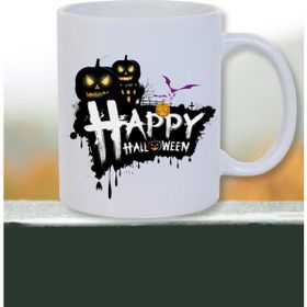 Burak Baskı Tasarım Halloween Happy Halloween Baskılı Hediye Beyaz Kupa Bardak