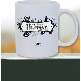 Burak Baskı Tasarım Halloween Happy Halloween Baskılı Hediye Beyaz Kupa Bardak
