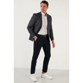 Buratti 216MILANO Koyu Lacivert Pamuklu Normal Bel Slim Fit Boru Paça Erkek Pantolon