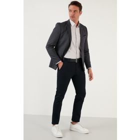 Buratti 216MILANO Koyu Lacivert Pamuklu Normal Bel Slim Fit Boru Paça Erkek Pantolon