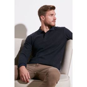Buratti 456211 Lacivert Pamuklu Düğmeli Polo Yaka Erkek Kazak