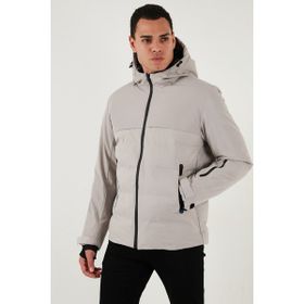Buratti 497DEAN - Taş Regular Fit Çıkarılabilir Kapüşonlu Kapitoneli Erkek Mont