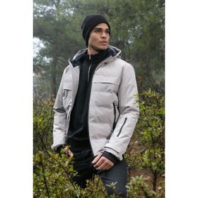 Buratti 497DEAN - Taş Regular Fit Çıkarılabilir Kapüşonlu Kapitoneli Erkek Mont