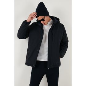 Buratti 497HECTOR - Lacivert Regular Fit Çıkarılabilir Kapüşonlu Astarlı Erkek Mont