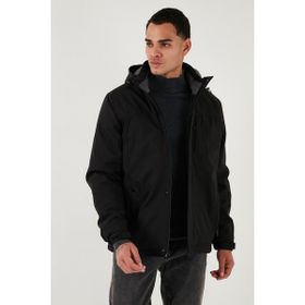 Buratti 497HECTOR - Siyah Regular Fit Çıkarılabilir Kapüşonlu Astarlı Erkek Mont