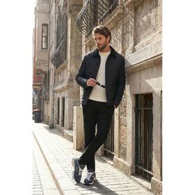 Buratti 497LEROY Kapitoneli Regular Fit Kadife Detaylı Lacivert Erkek Mont