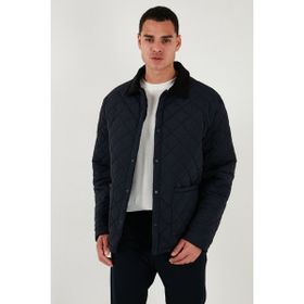 Buratti 497LEROY Kapitoneli Regular Fit Kadife Detaylı Lacivert Erkek Mont
