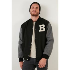 Buratti 5711423 Siyah Regular Fit Kolej Yaka Bomber Erkek Mont
