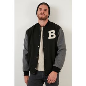 Buratti 5711423 Siyah Regular Fit Kolej Yaka Bomber Erkek Mont