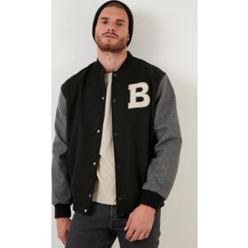 Buratti 5711423 Siyah Regular Fit Kolej Yaka Bomber Erkek Mont