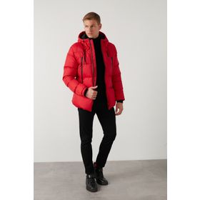 Buratti 5717101 Kırmızı Slim Fit Kapüşonlu Erkek Mont