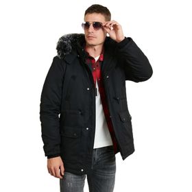Buratti 571717 Yakası Tüylü Çıkarılabilir Kapüşonlu Lacivert Erkek Mont