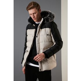 Buratti 5760076 Slim Fit Çıkarılabilir Suni Tüylü Kapüşonlu Şişme Erkek Mont