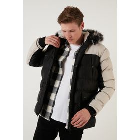 Buratti 5760076 Slim Fit Çıkarılabilir Suni Tüylü Kapüşonlu Şişme Erkek Mont