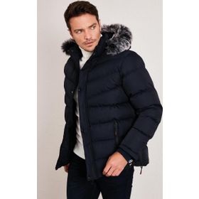 Buratti 5761080 B Lacivert Slim Fit Suni Kürklü Peluş Astarlı Çıkarılabilir Kapüşonlu Şişme Erkek Mont
