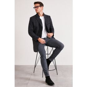 Buratti 5840098 Siyah Erkek Kaşe Kaban