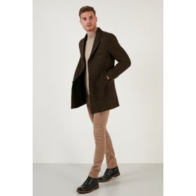 Buratti 5840098 Slim Fit Tek Yırtmaçlı Düğmeli Mono Yaka Camel Erkek Kaban