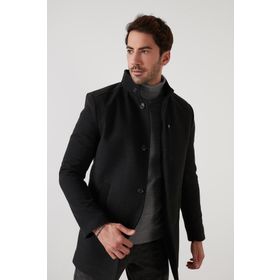 Buratti 5840099 Siyah Erkek Kaşe Kaban