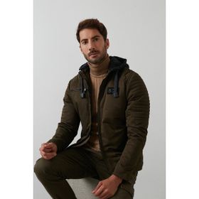 Buratti 5855017 İçi Peluş Astarlı Slim Fit Çıkarılabilir Kapüşonlu Haki Erkek Mont