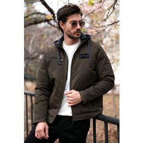 Buratti 5855017 İçi Peluş Astarlı Slim Fit Çıkarılabilir Kapüşonlu Haki Erkek Mont