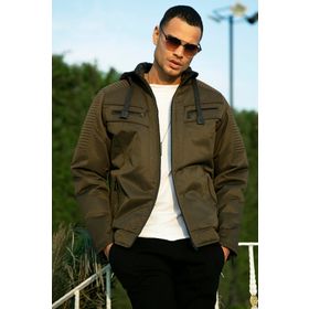 Buratti 5855031 Haki Slim Fit Peluş Astarlı Çıkarılabilir Kapüşonlu Erkek Mont
