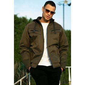 Buratti 5855031 Haki Slim Fit Peluş Astarlı Çıkarılabilir Kapüşonlu Erkek Mont