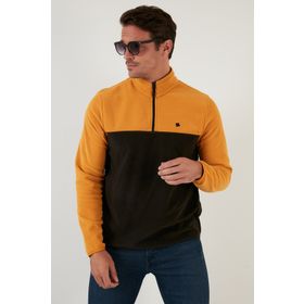 Buratti 5906016 Hardal Regular Fit Fermuarlı Dik Yaka Kışlık Şardonlu Erkek Polar