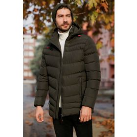 Buratti 6274818 Haki Slim Fit Kapüşonlu Cepli Erkek Mont
