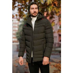 Buratti 6274818 Haki Slim Fit Kapüşonlu Cepli Erkek Mont