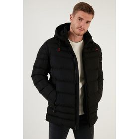 Buratti 6274818 Siyah Slim Fit Kapüşonlu Cepli Erkek Mont