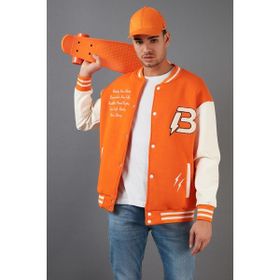Buratti 628MNH171 Oversize Kolej Yaka Cepli Bomber Orange Erkek Ceket