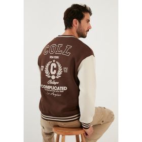 Buratti 628X8928 Kahve Regular Fit İçi Yumuşak Tüylü Kolej Yaka Bomber Erkek Mont
