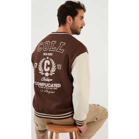 Buratti 628X8928 Kahve Regular Fit İçi Yumuşak Tüylü Kolej Yaka Bomber Erkek Mont