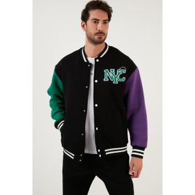 Buratti 628Y2775 Siyah Regular Fit Içi Yumuşak Tüylü Kolej Yaka Bomber Erkek Mont