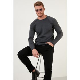 Buratti 6353420 Gri Regular Fit Bisiklet Yaka Pamuklu Erkek Kazak