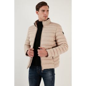 Buratti 649002 Dik Yaka Fermuarlı Cepli Slim Fit Vizon Erkek Şişme Mont