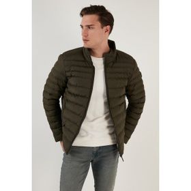 Buratti 649002 Haki Dik Yaka Fermuarlı Cepli Slim Fit Erkek Şişme Mont