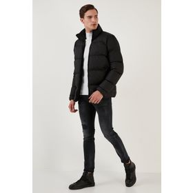 Buratti 649004 Dik Yaka Fermuarlı Slim Fit Açık Gri Erkek Şişme Mont