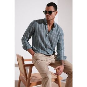 Buratti CF21S112480 Haki Beyaz Erkek Gömlek