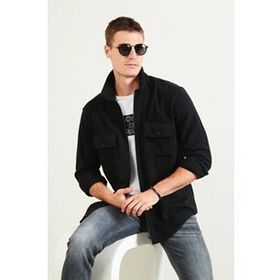 Buratti CF21W112925 Çift Cepli Fermuarlı Slim Fit Kışlık Erkek Gömlek