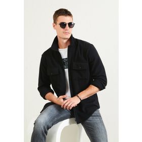 Buratti CF21W112925 Çift Cepli Fermuarlı Slim Fit Kışlık Erkek Gömlek