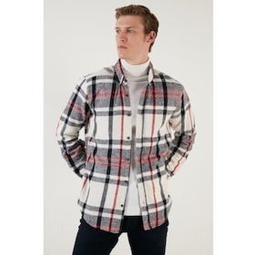 Buratti CF23W114662 Pamuklu Ekoseli Slim Fit Düğmeli Yaka Erkek Gömlek