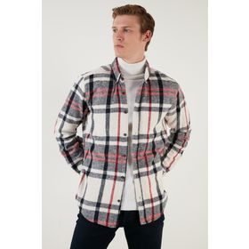 Buratti CF23W114662 Pamuklu Ekoseli Slim Fit Düğmeli Yaka Erkek Gömlek