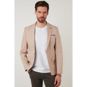 Buratti Nipoye Bej Regular Fit 6 Drop Tek Yırtmaçlı Blazer Erkek Ceket
