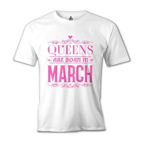 Burç Queens Born in March 2 Beyaz Erkek T-Shirt