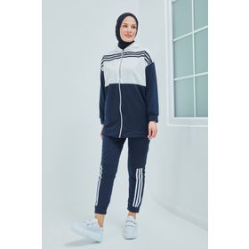 Burcu Tesettür TRN1016 Kapüşonlu İkili Lacivert Eşofman Takımı