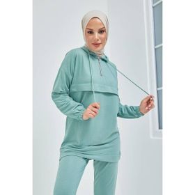 Burcu Tesettür TRN1019 Yarım Fermuarli Mint Eşofman Takımı
