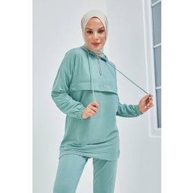 Burcu Tesettür TRN1019 Yarım Fermuarli Mint Eşofman Takımı