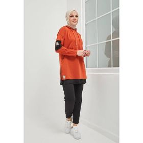Burcu Tesettür TRN2030 Kiremit Pamuklu Tunik Pantolon Eşofman Takım