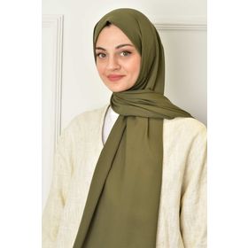 Burden İpek Düz Şifon Haki Şal